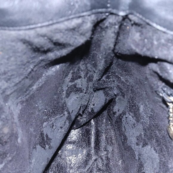 GUCCI Bamboo Shoulder Bag Leather 2way Black Gold Auth - Picture 14 of 16